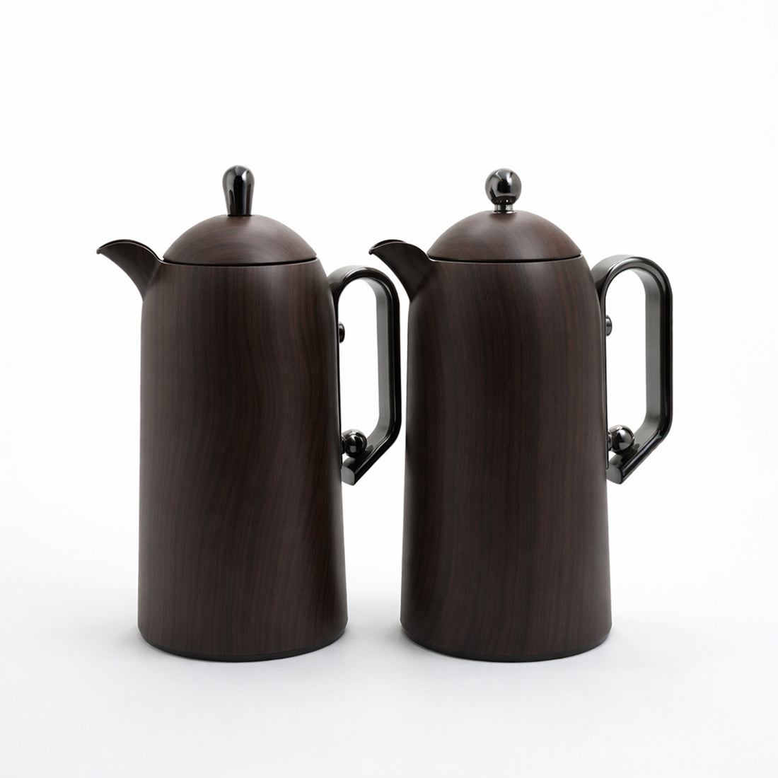 SJ66-WDN Vacuum Flask Set – 2 Pieces (1.0L + 1.0L) – Wooden Finish with Nickel Accents