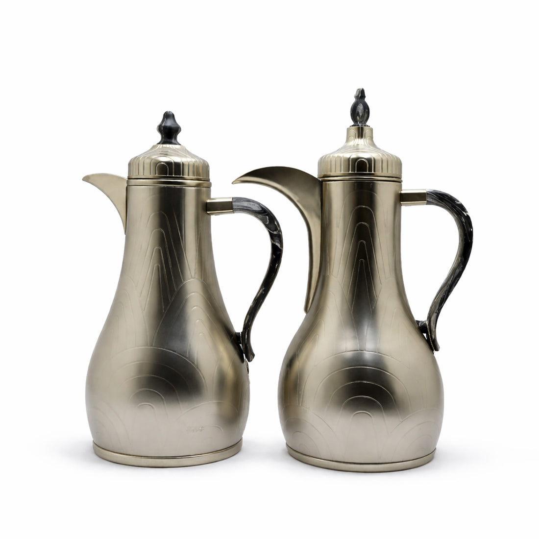 SLDT-MN-MGRNT Vacuum Flask Set – 2 Pieces (1L + 1L) – Matte Nickel with Marble Granite Handles & Accents