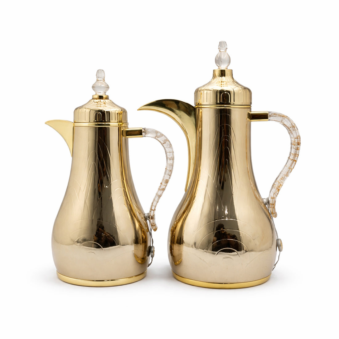 SLDT-RF-IG-GCLR Vacuum Flask Set – 2 Pieces (1L + 1L) – Gold with Clear Handles & Accents