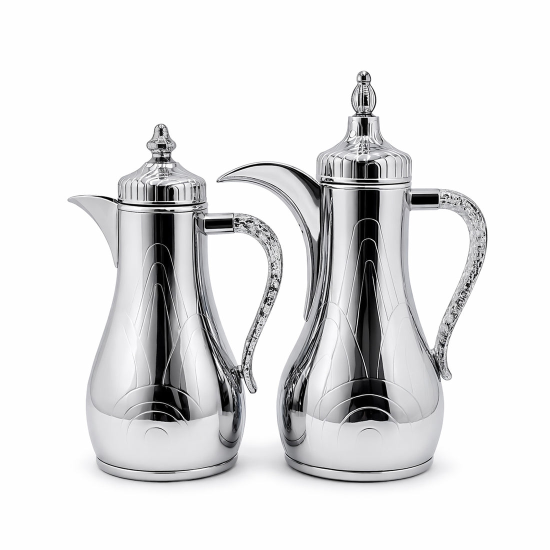 SLDT-S-BKCLR Vacuum Flask Set – 2 Pieces (1L + 1L) – Silver with Clear & Black Handles