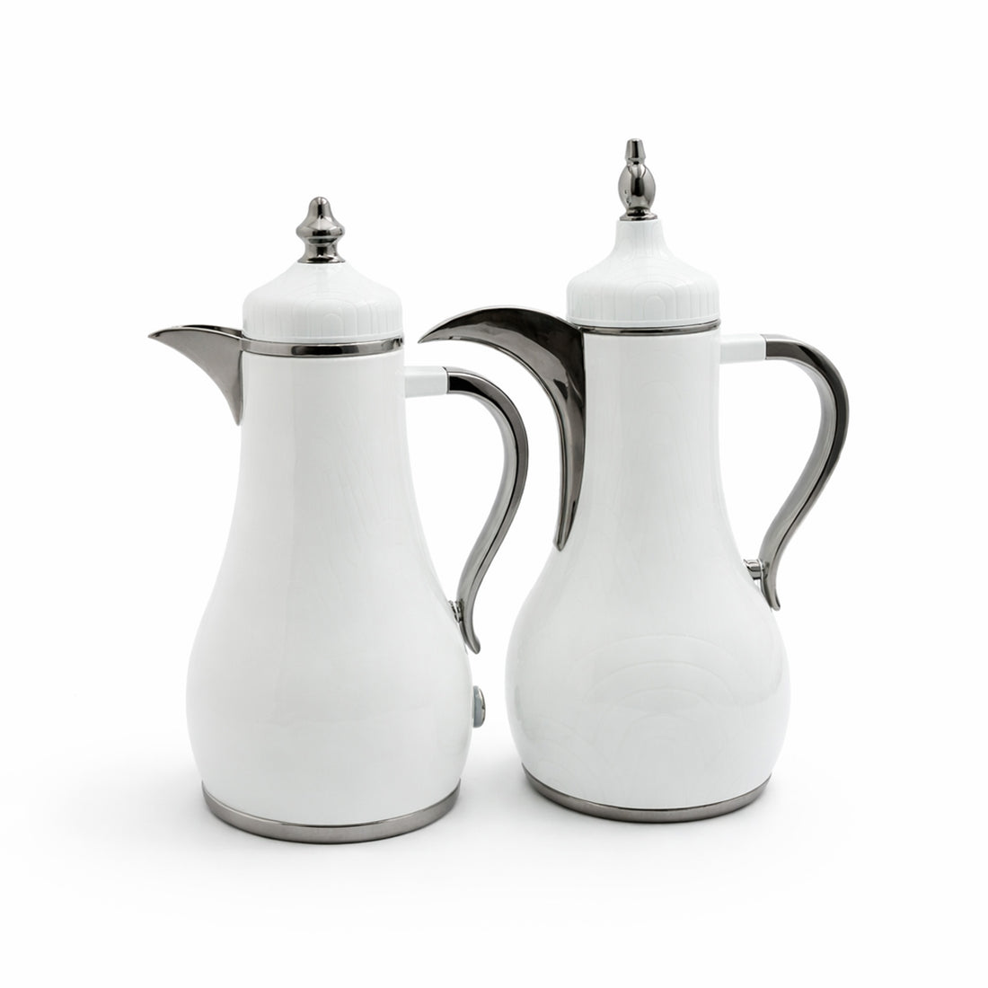 SLDT-WH-NBK Vacuum Flask Set – 2 Pieces (1L + 1L) – White with Nickel Black Handles & Accents