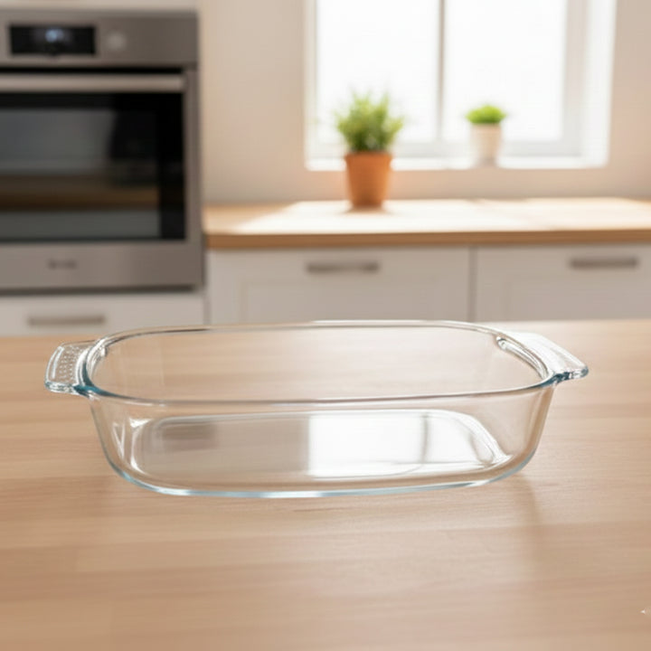 SLY-YBR20 Borosilicate Glass Baking Dish with Handles – 30 × 20 cm – 2 Liter – Siddiq Gifts Mussafah Abu Dhabi