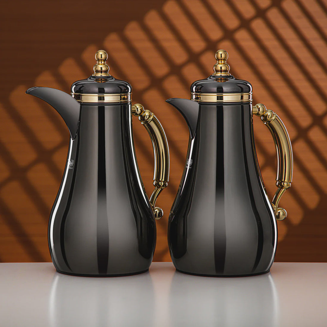 SM-2A46AB-BNIG Vacuum Flask Set – 2 Pieces – (1.0 L + 1.0 L) – Black Nickel Finish with Gold Accents