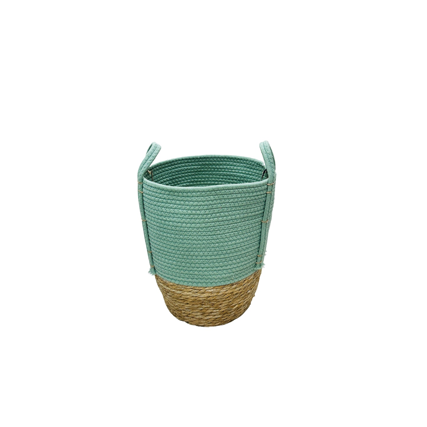 07-42 Woven Seagrass & Rope basket With Handle