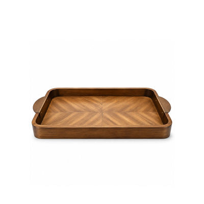 Small Wooden Serving Tray with Side Handles, 36 × 20 cm, in Brown for Serving Tea, Coffee, Snacks, Desserts, and Everyday Meals at Siddiq Gifts.