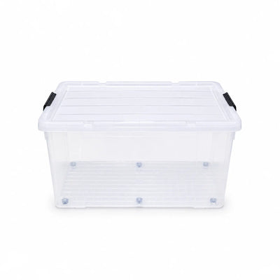 100L Smart Storage Box Large Transparent Container with Locking Lid and Wheels Siddiq Gifts