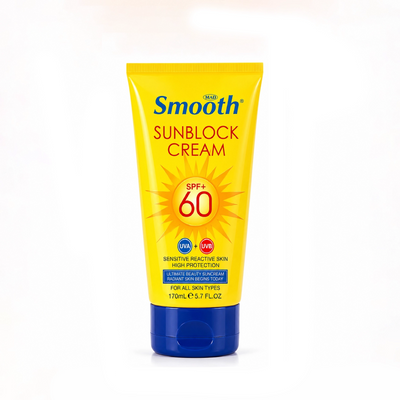 Smooth Sunblock Cream SPF 60 170ml Broad Spectrum UVA UVB Protection Siddiq Gifts