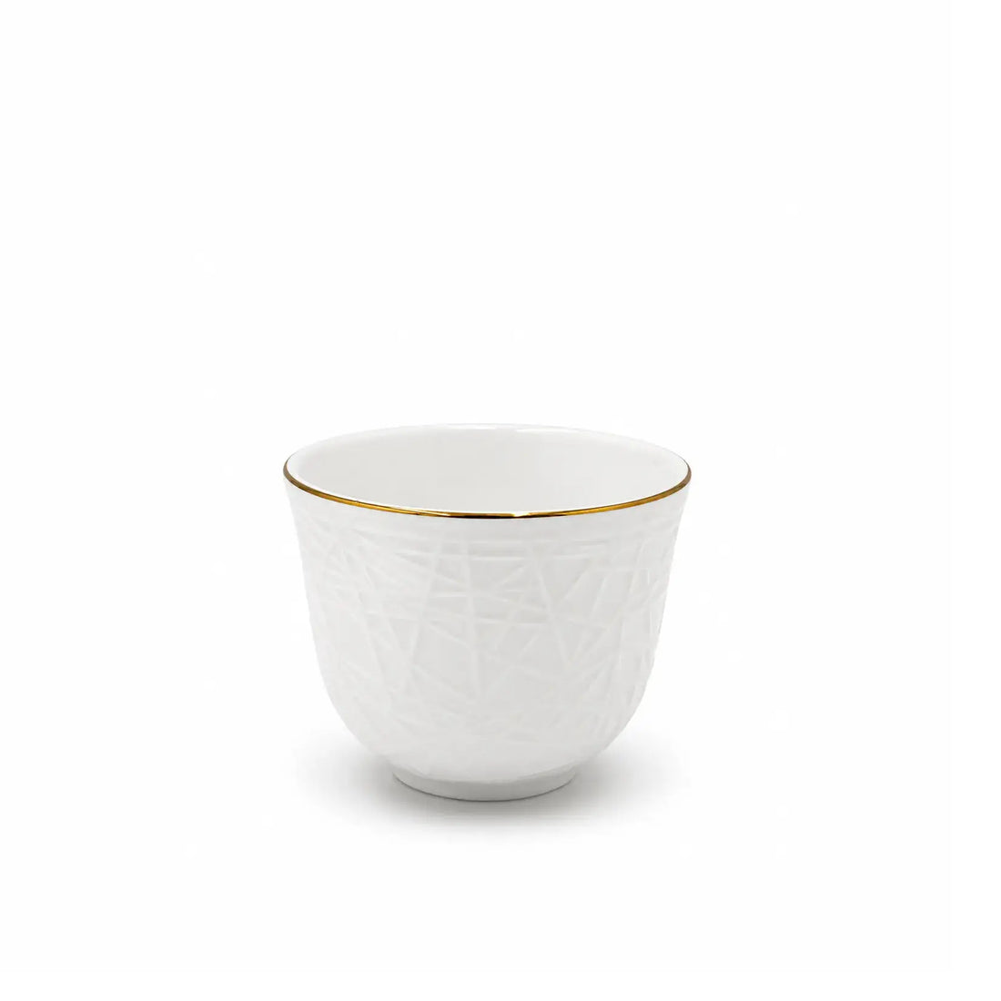 SC4052 Solecasa Porcelain Cawa Cup Set – 12 Pieces – White with Gold Rim
