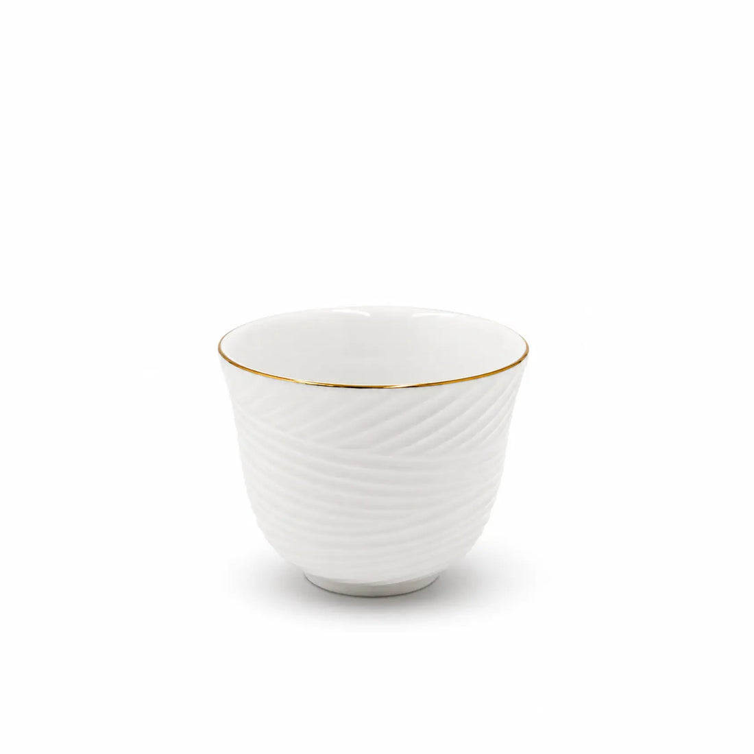SC4049 Solecasa Porcelain Cawa Cup Set – 12 Pieces – White with Gold Rim