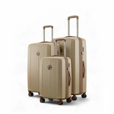 Sonada Aragon Expandable ABS Trolley Case Set 3 Pieces Champagne With TSA Lock 360° Spinner Wheels And Security Zipper Siddiq Gifts