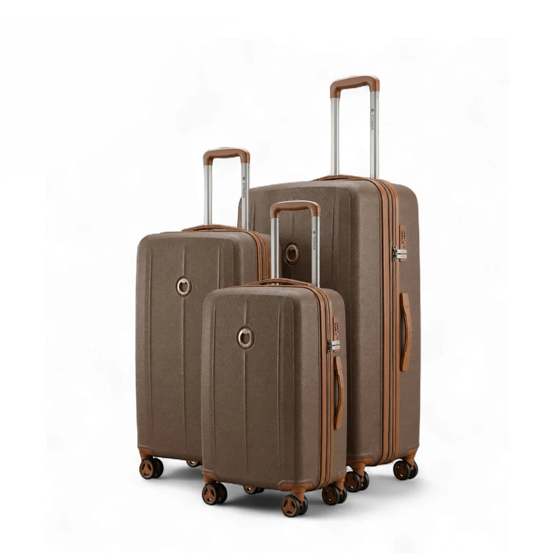 CS97819-3T Sonada Aragon Expandable ABS Trolley Case Set – 3 Pieces – Coffee – TSA Lock, 360° Spinner Wheels & Security Zipper