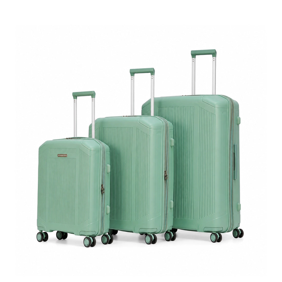 CS97802-3TSPNK Sonada Milan Expandable PP Luggage Set – 3 Pieces – Light Green – TSA Lock, 360° Spinner Wheels & Security Zipper