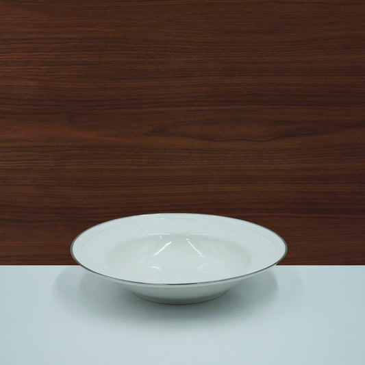 BG-21 Ceramic Soup Plate With Silver Line - 9.5 Inches