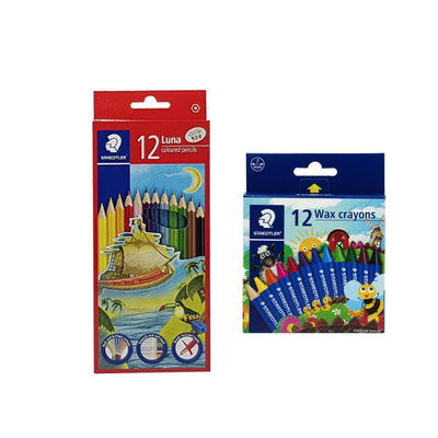 Staedtler Luna Coloured Pencils and Wax Crayons Set 24 Pieces Siddiq Gifts