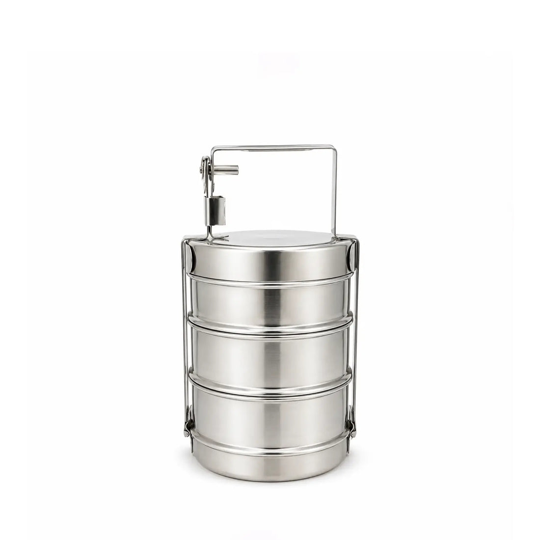 SS1232 Stainless Steel Bombay Tiffin Lunch Box – 3 Tier – 12 cm – Silver