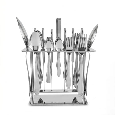 Stainless Steel Cutlery Set With Stand 38 Pieces Silver Siddiq Gifts
