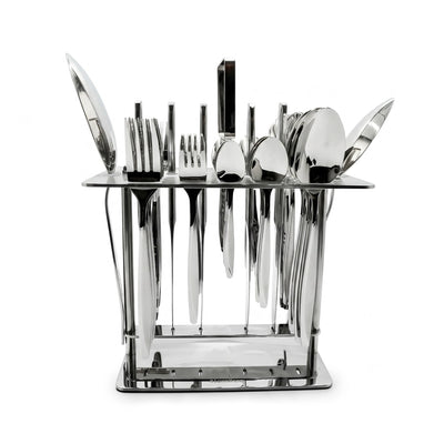 Stainless Steel Cutlery Set With Stand 38 Pieces Silver Siddiq Gifts