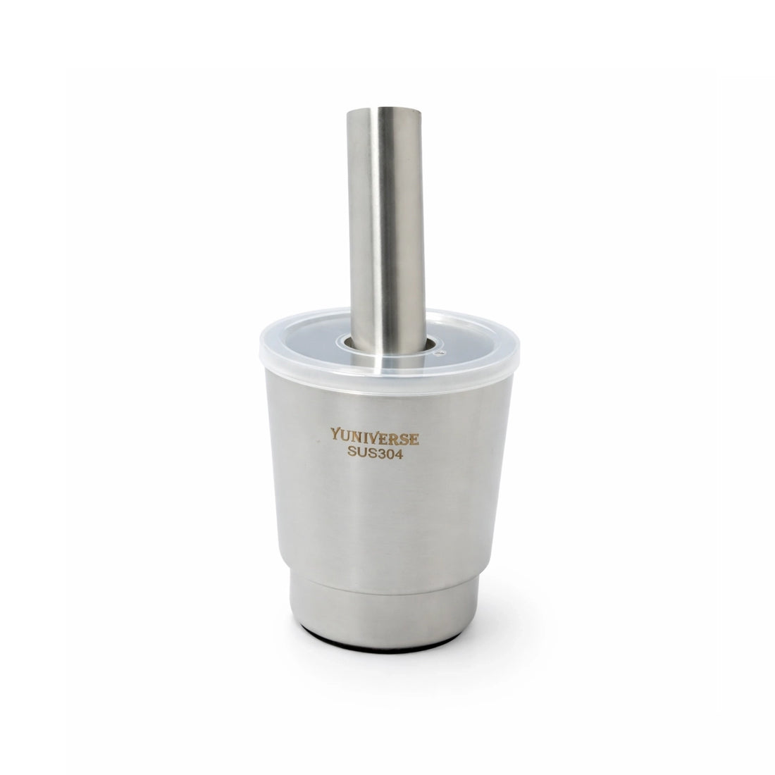 GARLIC009 Stainless Steel Garlic Crusher Set – 10 × 10 cm – Manual Garlic Grinder with Lid & Pestle