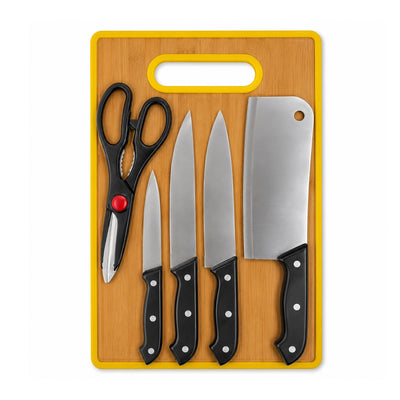Stainless Steel Knife Set with Cutting Board 5 Pieces Kitchen Set Siddiq Gifts