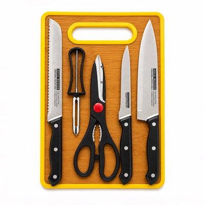 Stainless Steel Knife Set with Cutting Board 5 Pieces Kitchen Set Siddiq Gifts