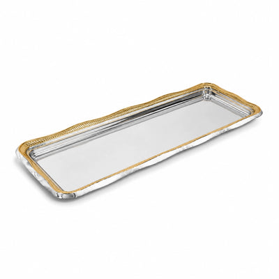 Stainless Steel Serving Tray 40 × 15 CM Silver & Gold Siddiq Gifts