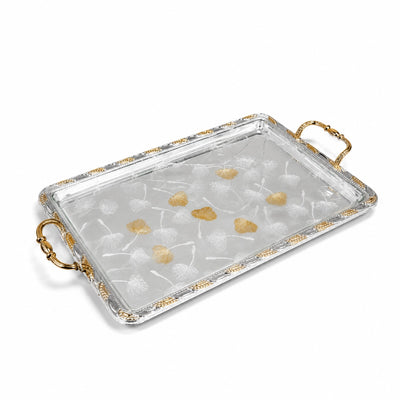 Stainless Steel Serving Tray 48 × 32 CM Silver & Gold Siddiq Gifts