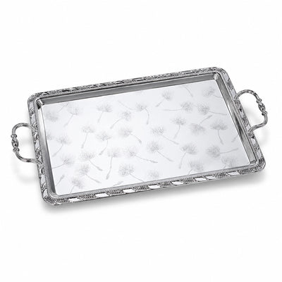 Stainless Steel Serving Tray 48 × 32 CM Silver Siddiq Gifts