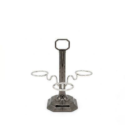 Steel Cawa Cup Stand 3 Cup Capacity 22 x 24 CM Silver And Black Finish Beverage Cup Display Holder Siddiq Gifts