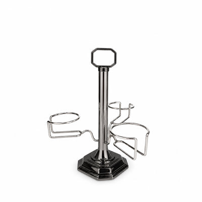 Steel Cawa Cup Stand 3 Cup Capacity 27 x 23 CM Silver And Black Finish Beverage Cup Display Holder Siddiq Gifts