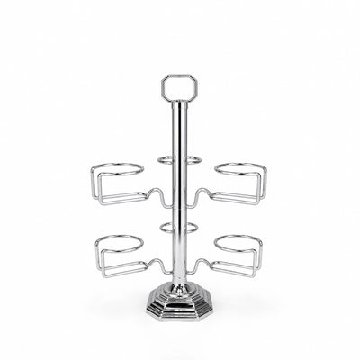 Steel Cawa Cup Stand 6 Cup Capacity 23 x 40 CM Silver Finish Beverage Cup Display Holder Siddiq Gifts