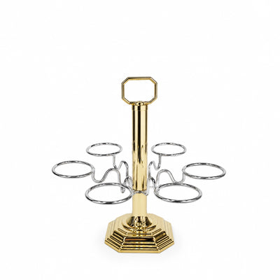 Steel Cawa Cup Stand 6 Cup Capacity 26 x 28 CM Gold And Silver Finish Beverage Cup Display Holder Siddiq Gifts