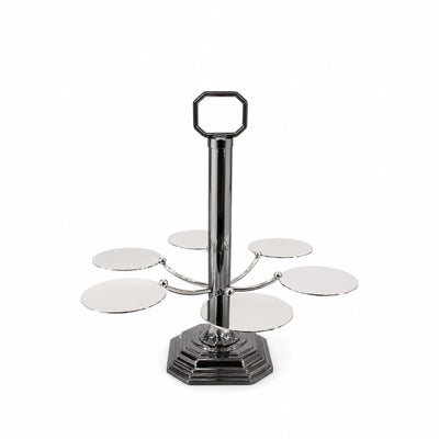 Steel Cupcake Stand 6 Cup Capacity Black And Silver Finish Dessert Display Holder Siddiq Gifts