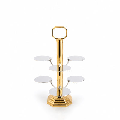 Steel Cupcake Stand 6 Cup Capacity Gold And Silver Finish Dessert Display Holder Siddiq Gifts