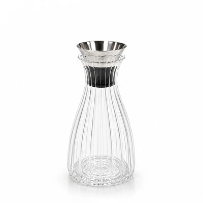 Striped Denmark Glass Carafe 1120ml Clear Ribbed Glass Water And Beverage Decanter Siddiq Gifts