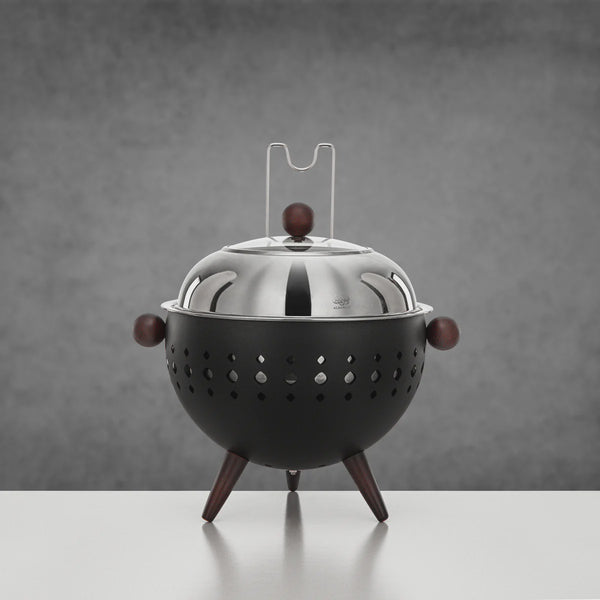 STS0013421 Chafing Dish – 3L – Matt Black & Silver with Dark Brown Wood Handles | Siddiq Gifts – Mussafah Abu Dhabi