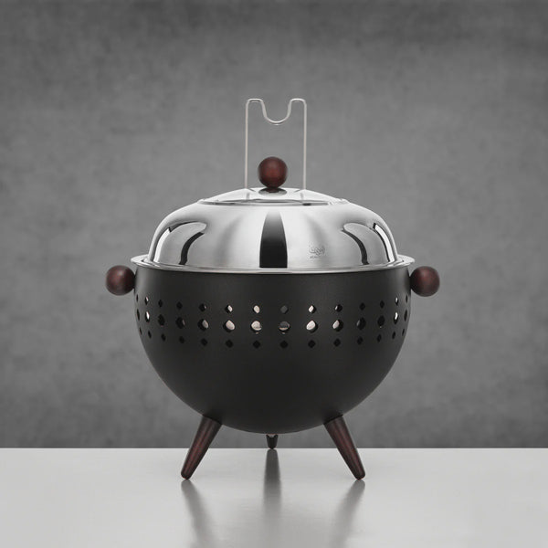 STS0013422 Chafing Dish – 4L – Matt Black & Silver Finish with Dark Brown Wood Handles & Lid Knob | Siddiq Gifts – Mussafah Abu Dhabi