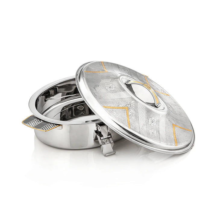 STS0293027 Mandi Oval Stainless Steel Hot Pot – 35 cm – Silver & Gold – Model H23EPG1 – Siddiq Gifts Mussafah Abu Dhabi