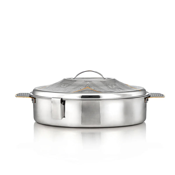 STS0293027 Mandi Oval Stainless Steel Hot Pot – 35 cm – Silver & Gold – Model H23EPG1 – Siddiq Gifts Mussafah Abu Dhabi