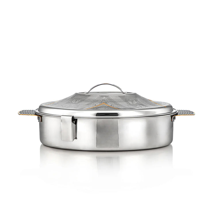 STS0293027 Mandi Oval Stainless Steel Hot Pot – 35 cm – Silver & Gold – Model H23EPG1 – Siddiq Gifts Mussafah Abu Dhabi