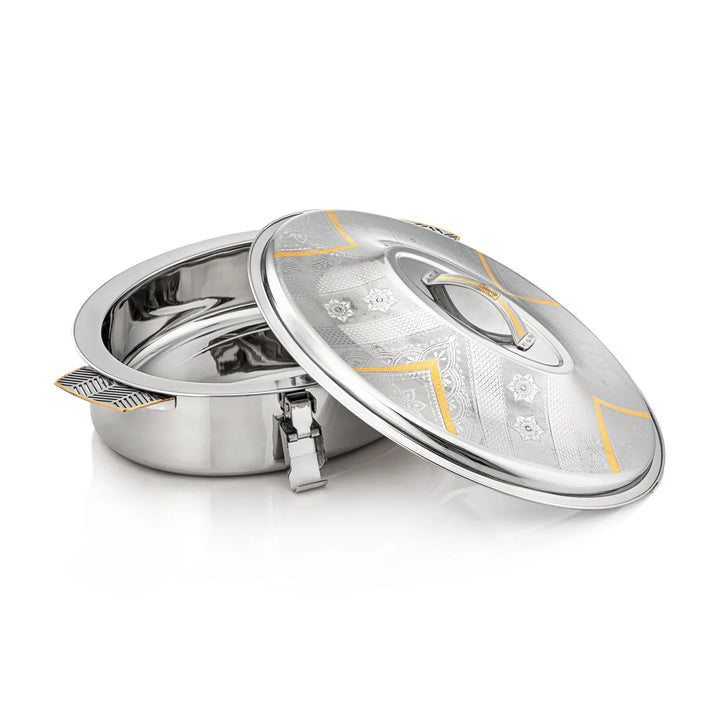 STS0293028 Mandi Oval Stainless Steel Hot Pot – 40 cm – Silver & Gold – Model H23EPG1 – Siddiq Gifts Mussafah Abu Dhabi