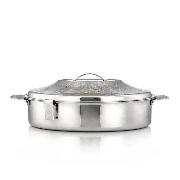 STS0293028 Mandi Oval Stainless Steel Hot Pot – 40 cm – Silver & Gold – Model H23EPG1 – Siddiq Gifts Mussafah Abu Dhabi
