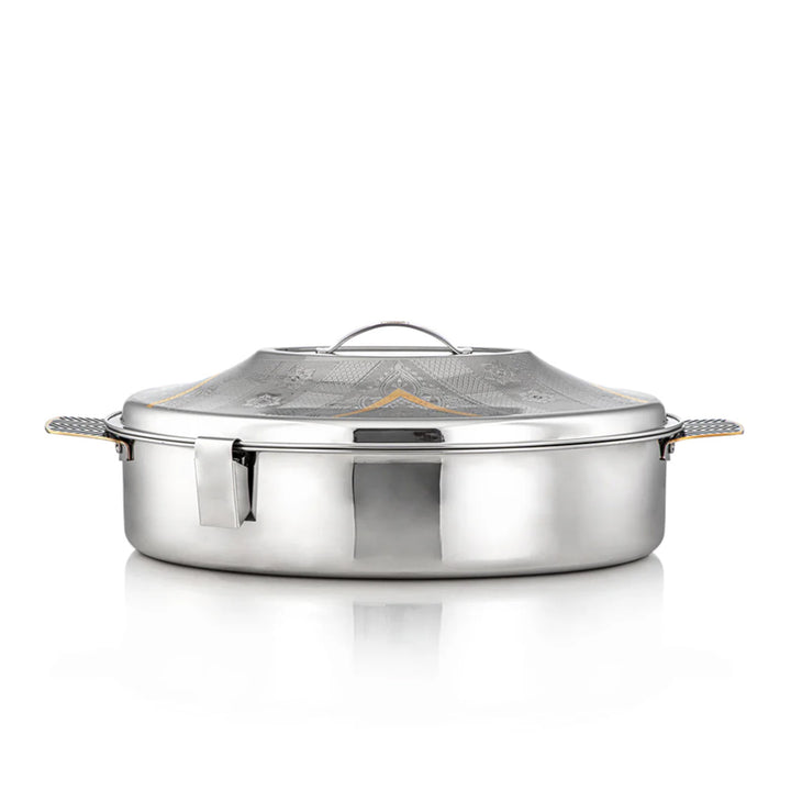 STS0293028 Mandi Oval Stainless Steel Hot Pot – 40 cm – Silver & Gold – Model H23EPG1 – Siddiq Gifts Mussafah Abu Dhabi