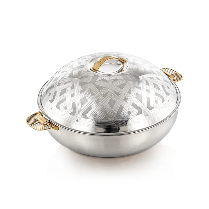 STS0293108 Kanz Stainless Steel Hotpot – 18 Liter – Silver & Gold – Model H23E21HG – Siddiq Gifts Mussafah Abu Dhabi