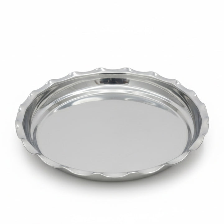 Silver tray on a white background