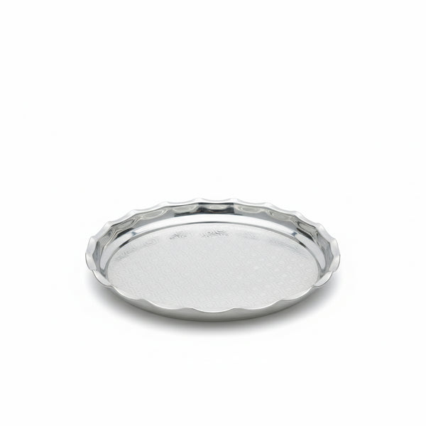 Silver tray on a white background