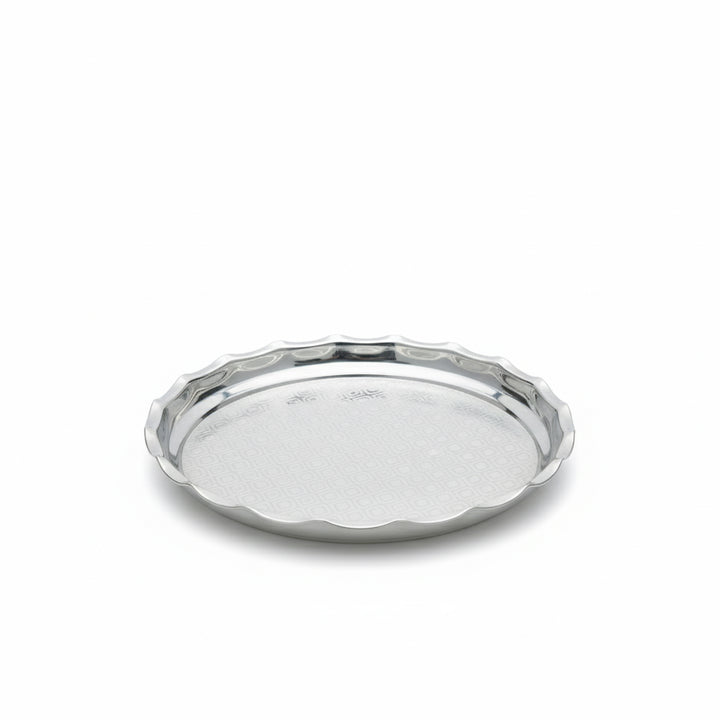 Silver tray on a white background