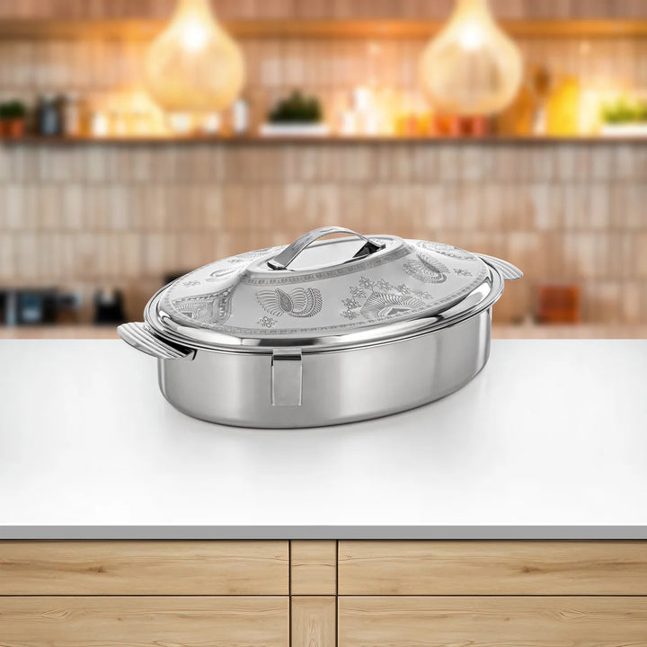 STS0293354 Mandi Oval Stainless Steel Hotpot – 40 cm – Silver – Model H24E17 – Siddiq Gifts Mussafah Abu Dhabi