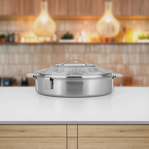 STS0293354 Mandi Oval Stainless Steel Hotpot – 40 cm – Silver – Model H24E17 – Siddiq Gifts Mussafah Abu Dhabi