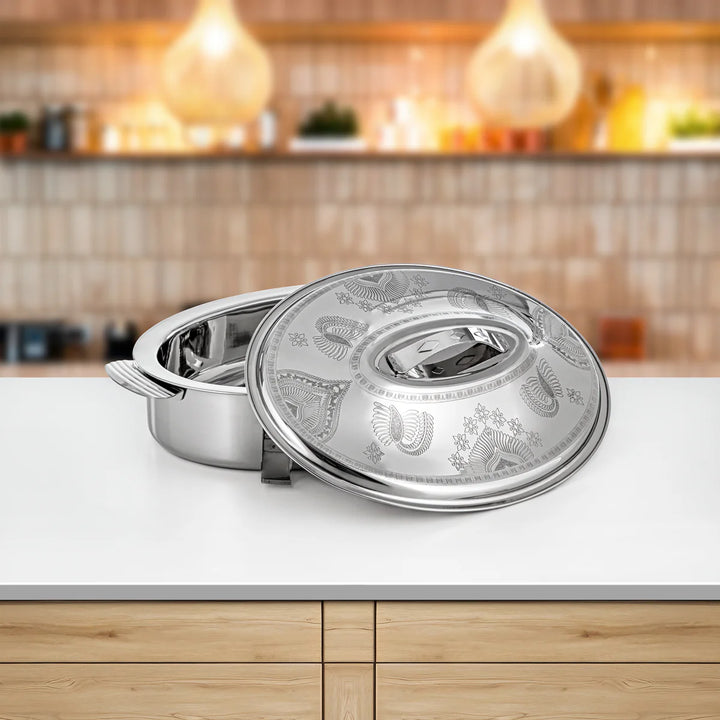 STS0293354 Mandi Oval Stainless Steel Hotpot – 40 cm – Silver – Model H24E17 – Siddiq Gifts Mussafah Abu Dhabi