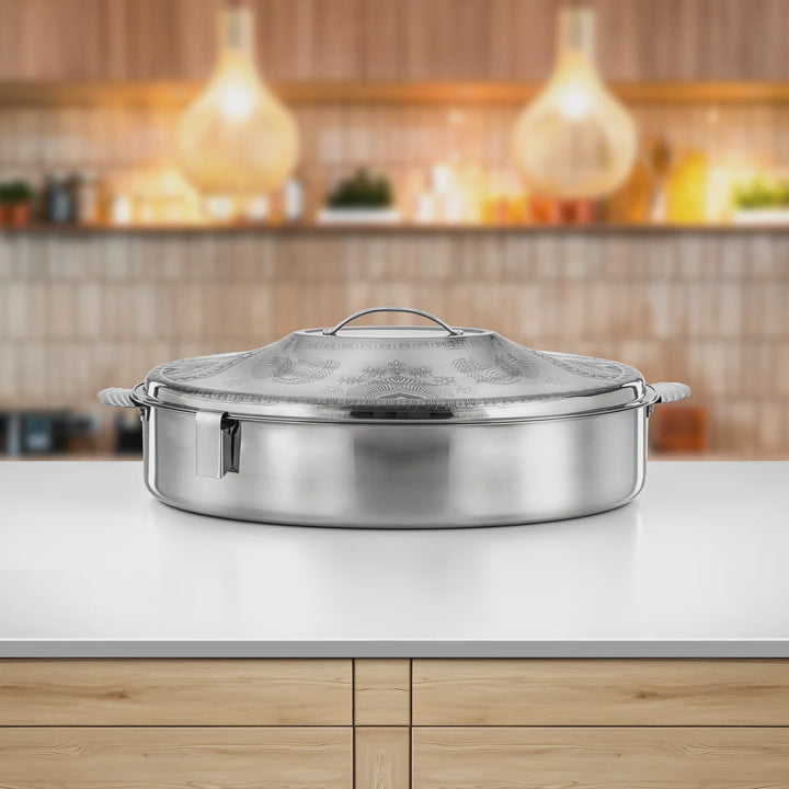 STS0293355 Mandi Oval Stainless Steel Hotpot – 50 cm – Silver – Model E24E17 – Siddiq Gifts Mussafah Abu Dhabi